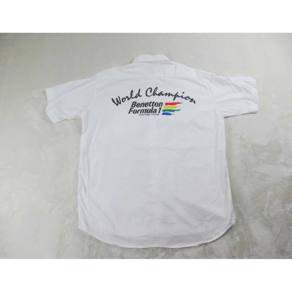Benetton Formula 1 Shirt Mens Large White Button‎ Up World Champion Racing*